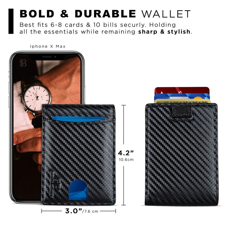 SERMAN BRANDS RFID Blocking Slim Bifold Genuine Leather Thin Minimalist Front Pocket Wallets for Men Billfold Wallet Men Gift (Modern Black 2.0) - Image 5